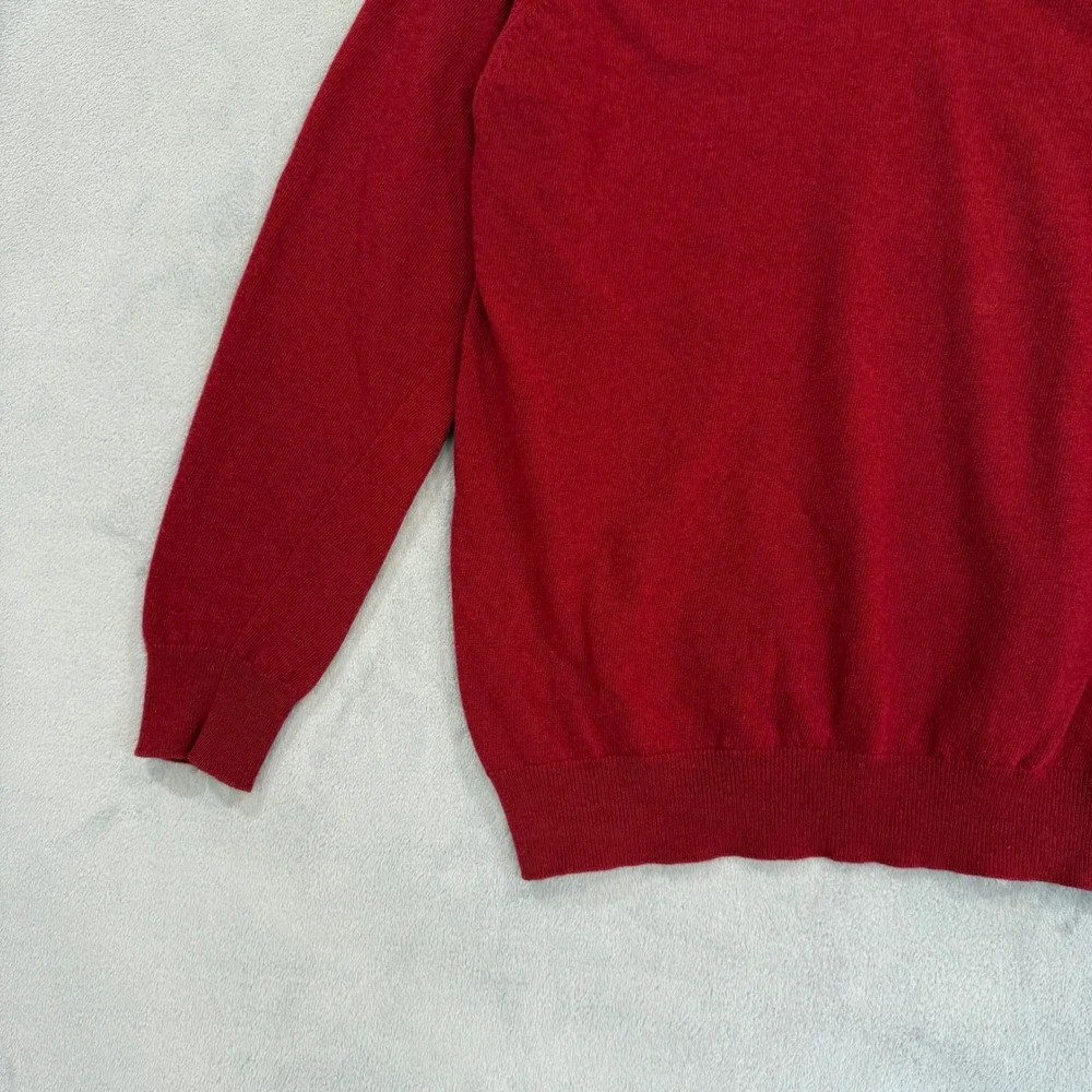 Barbour V-Neck Sweater Wool Mens Size XL Red Long Sleeve Embroidered Logo